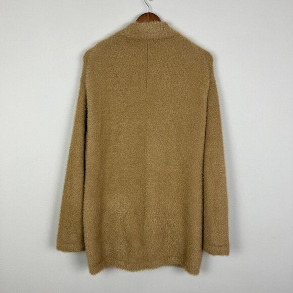 J CREW Point Sur Cardigan‎ Sweater Jacket Womens M Fuzzy Zip Up Oversized Camel - Picture 8 of 12